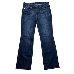 White House Black Market WHBM Boot Cut Mid Rise Dark Wash Denim Blue Jeans Sz 8